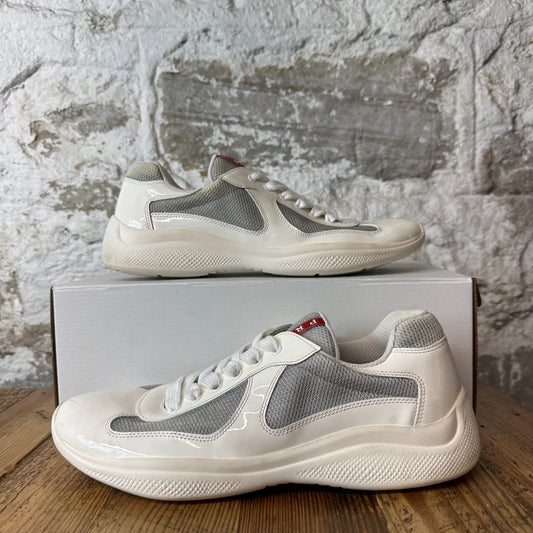 Prada Americas Cup White Patent Sneaker Sz 8.5