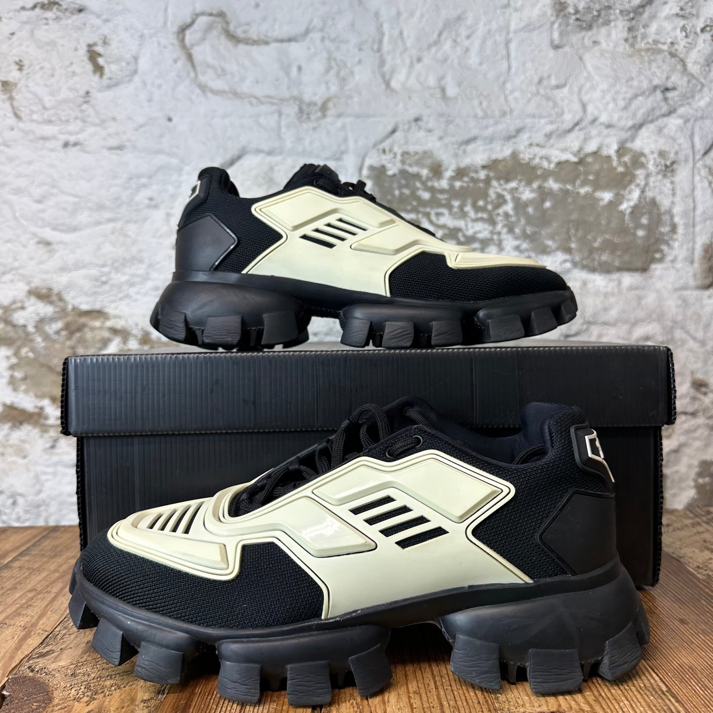 Prada Cloubust Thunder Black White Sneaker Sz 8.5