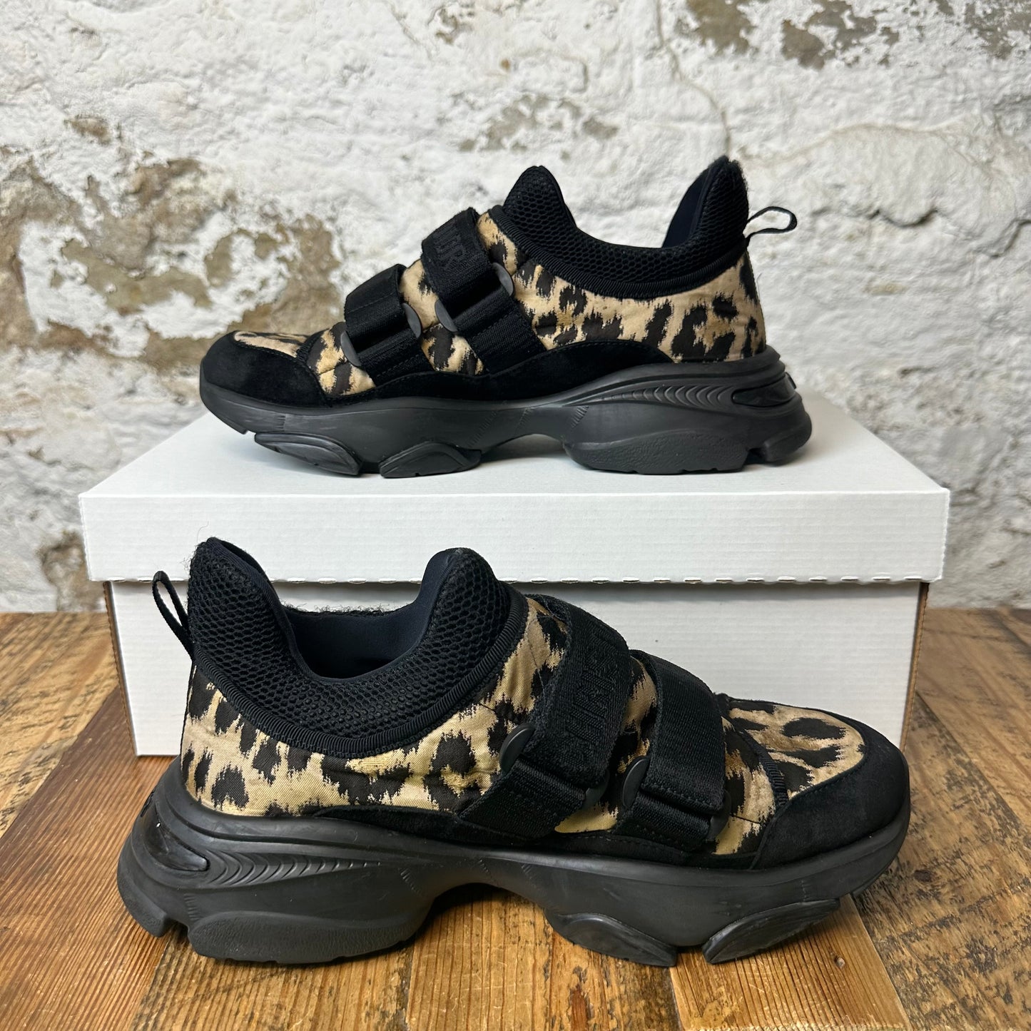Dior D-Wander Leopard Print Black Sneaker Sz 6.5 (38.5) No Box
