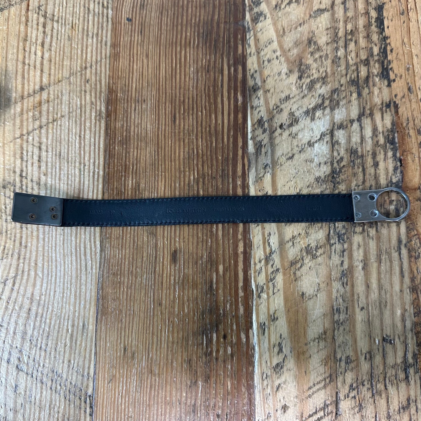 Louis Vuitton Silver Clip Black Bracelet Sz 19