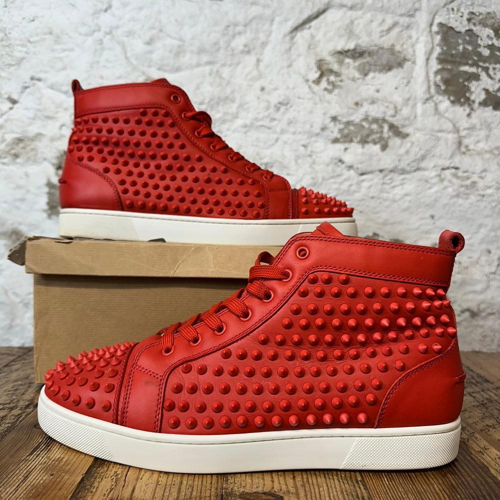 Christian Louboutin High Red Leather Spike Sneaker Sz 11 (44)