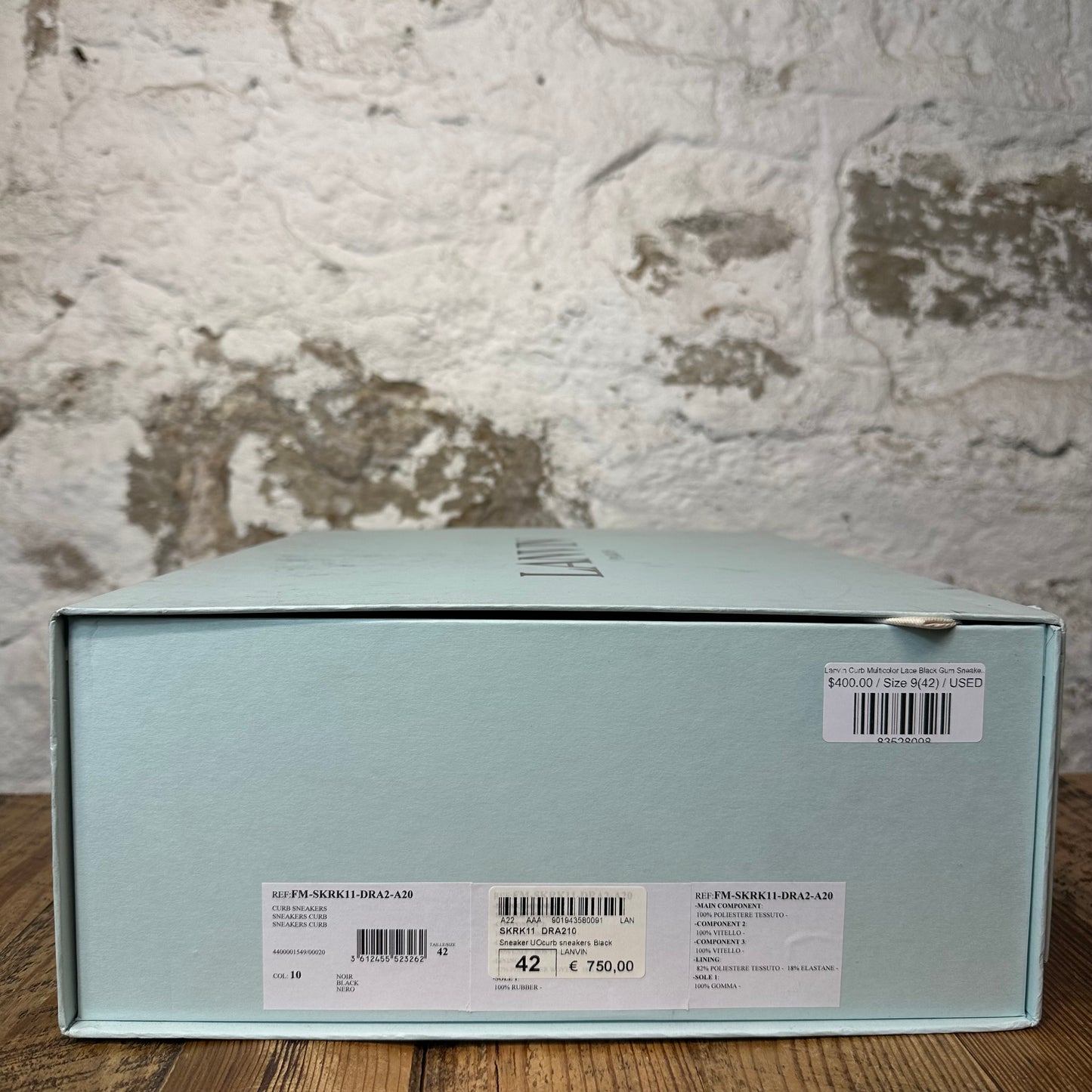 Lanvin Curb Multicolor Lace Black Gum Sneaker Sz 9 (42)