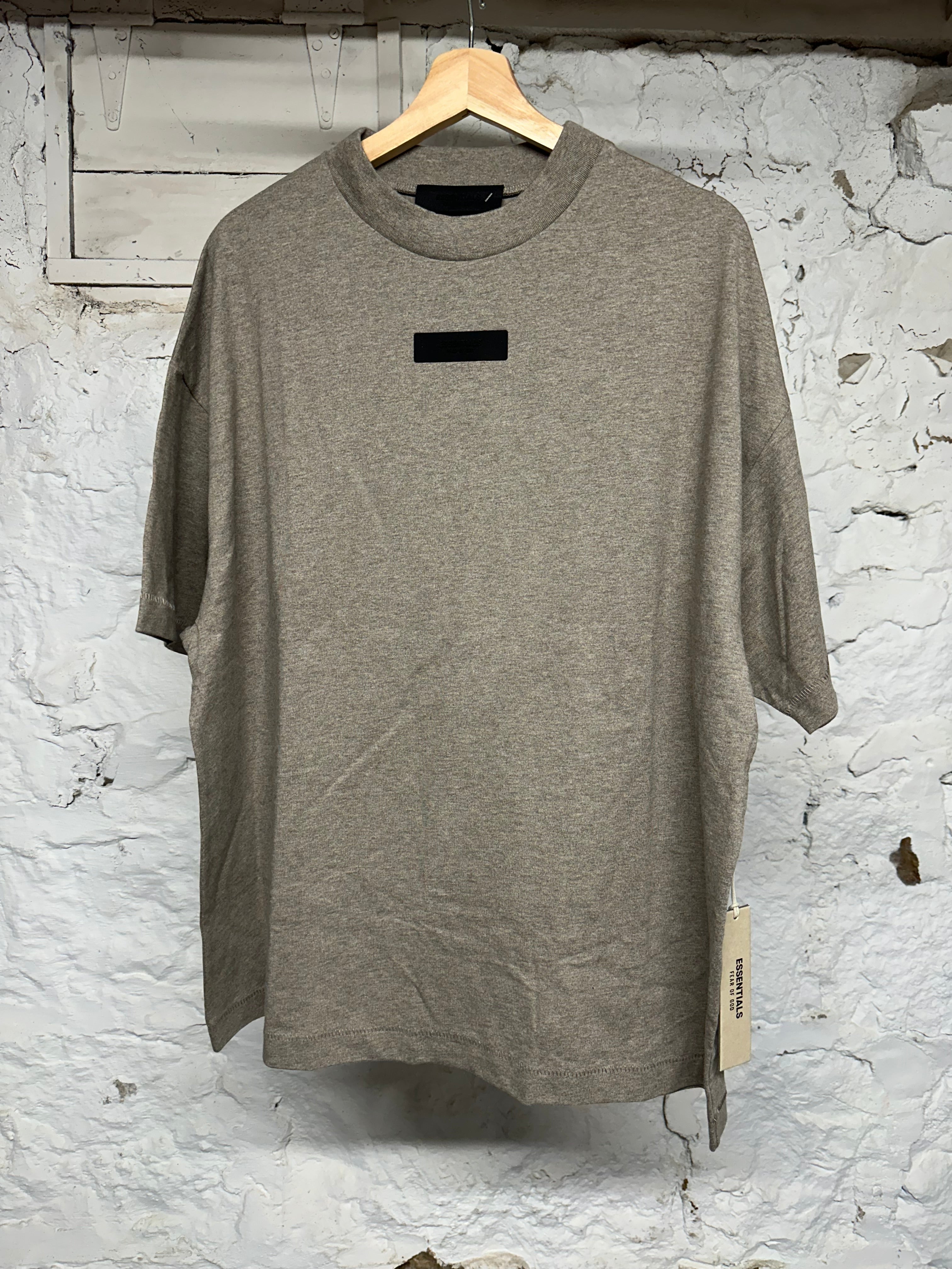 Fear of God Essentials FOG Grey Plastic Logo T-shirt Sz XS DS