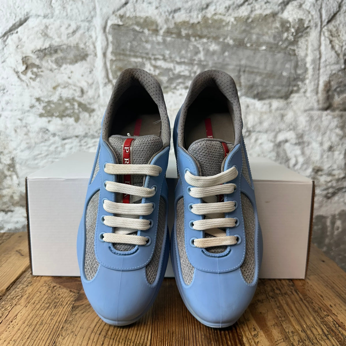Prada Americas Cup Light Blue Rubber Sneaker Sz 5 (37)