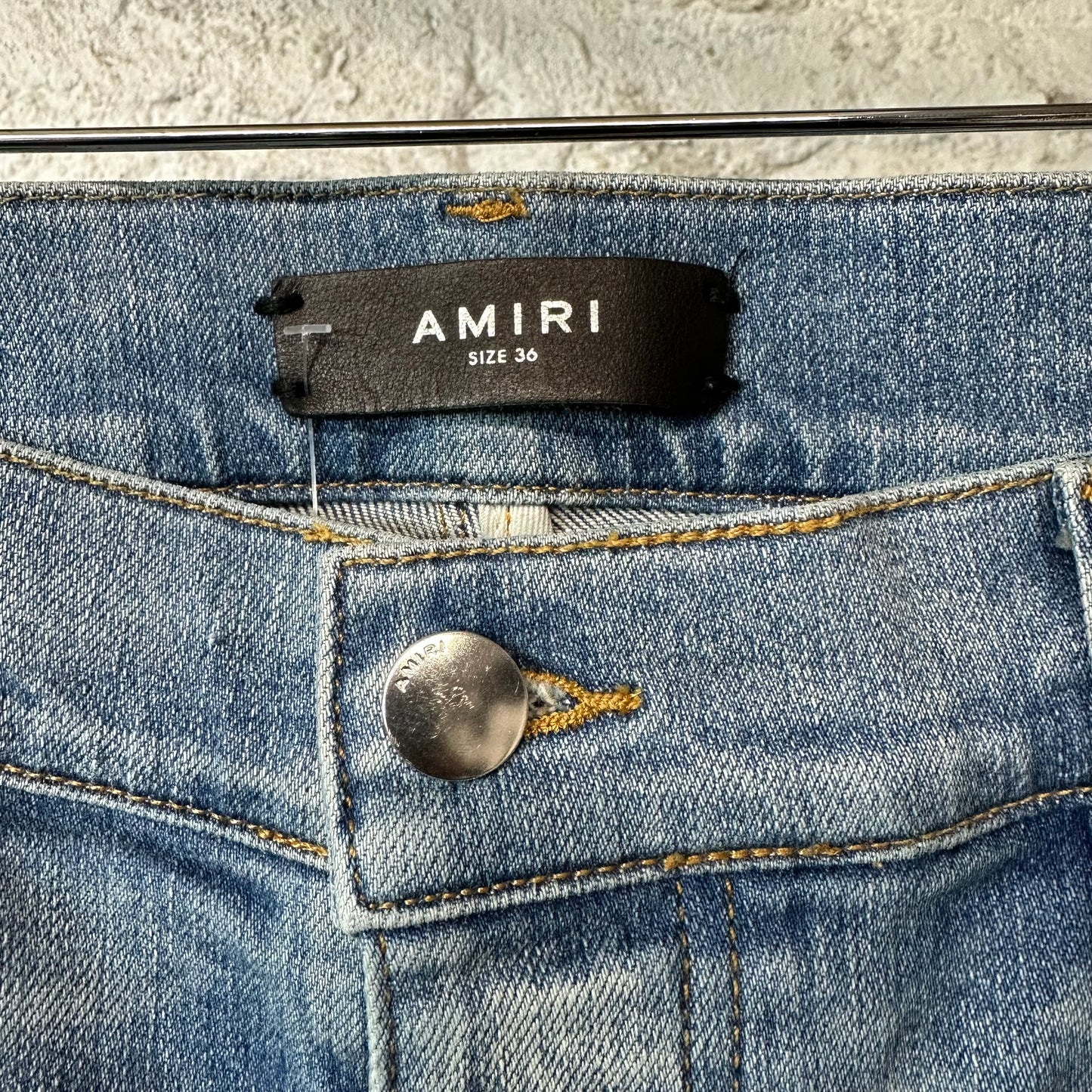 Amiri MX1 Green Plaid Flannel Blue Denim Jeans Sz 36