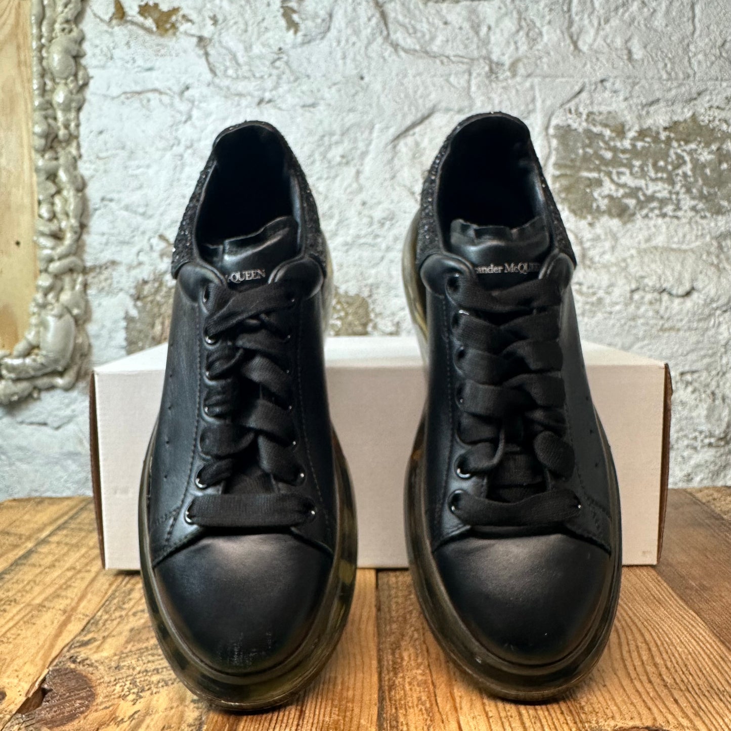 Alexander McQueen Glitter Tab Black Sneaker Sz 7 (40)
