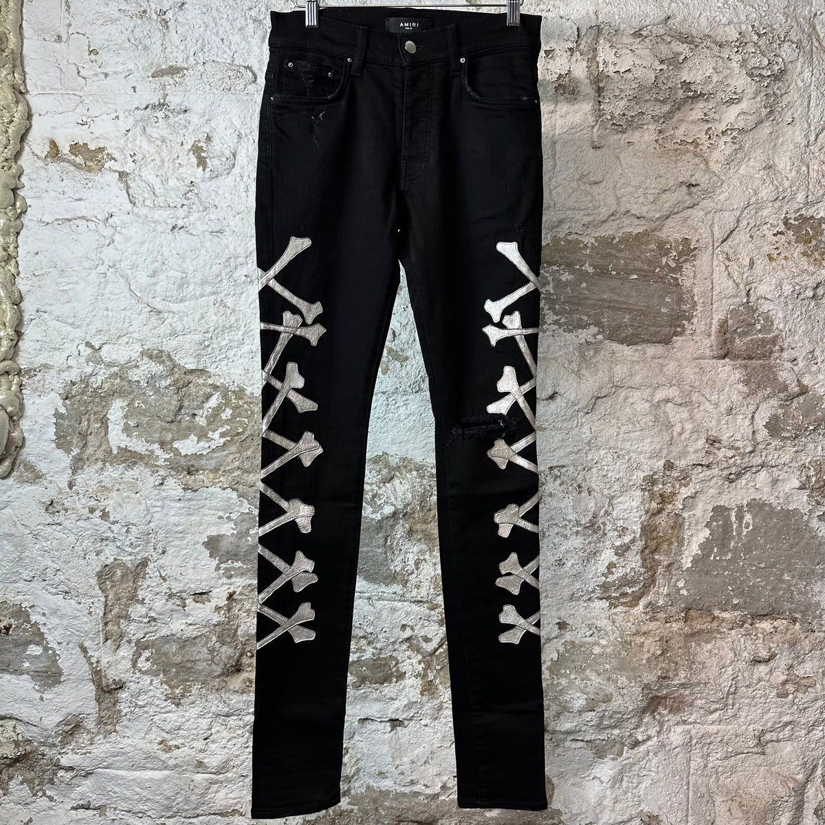 Amiri Silver Bones Black Denim Jeans Sz 29