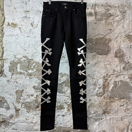 Amiri Silver Bones Black Denim Jeans Sz 29