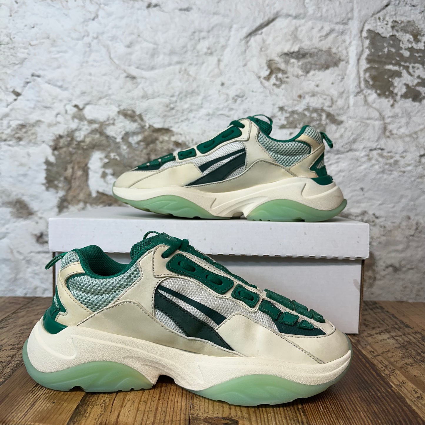 Amiri Green Bone Runner Cream White Sneaker Sz 6 (38)