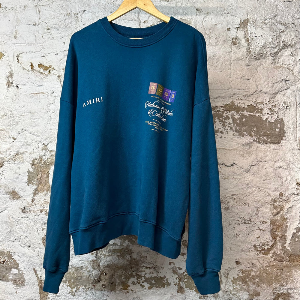 Amiri Autumn Winter Collection Crewneck Teal Blue Sz M