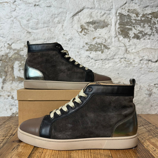 Christian Louboutin High Brown Suede Black Brown Sneaker Sz 10.5 (43.5)