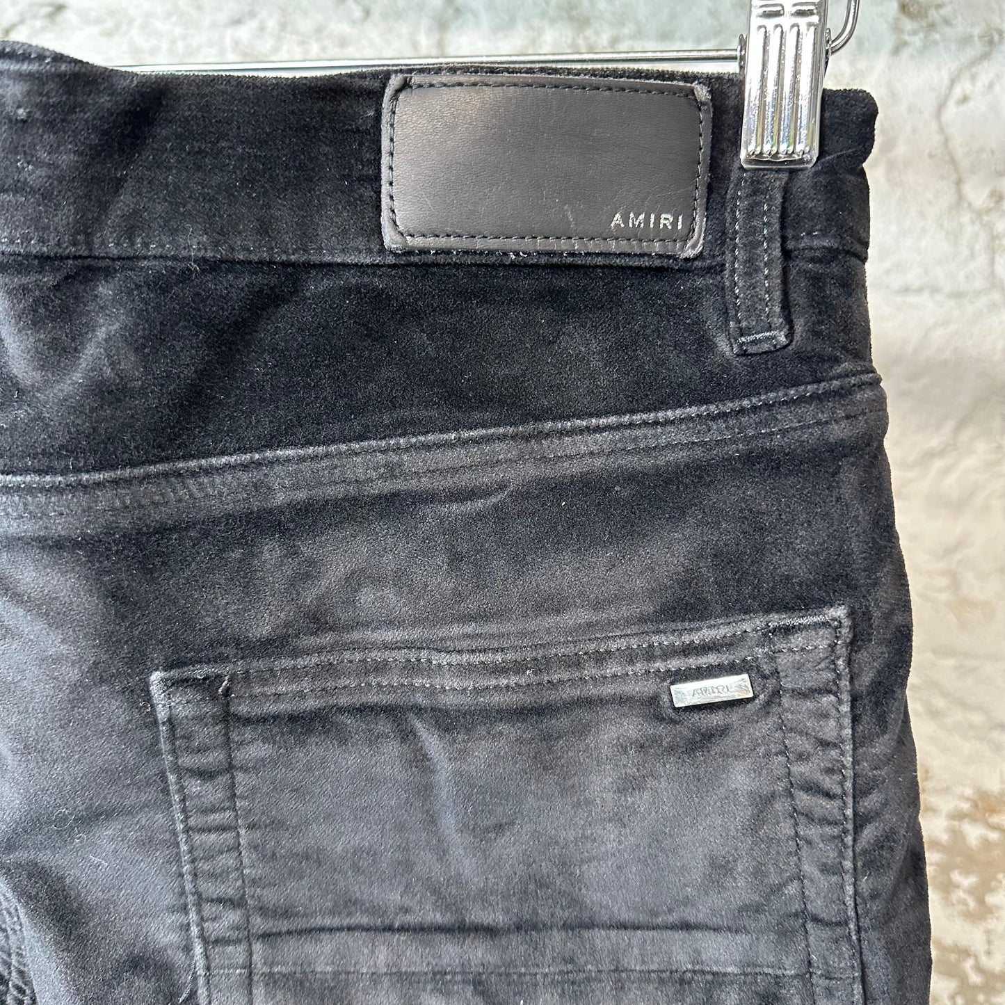 Amiri Plain Black Velour Jeans Sz 34