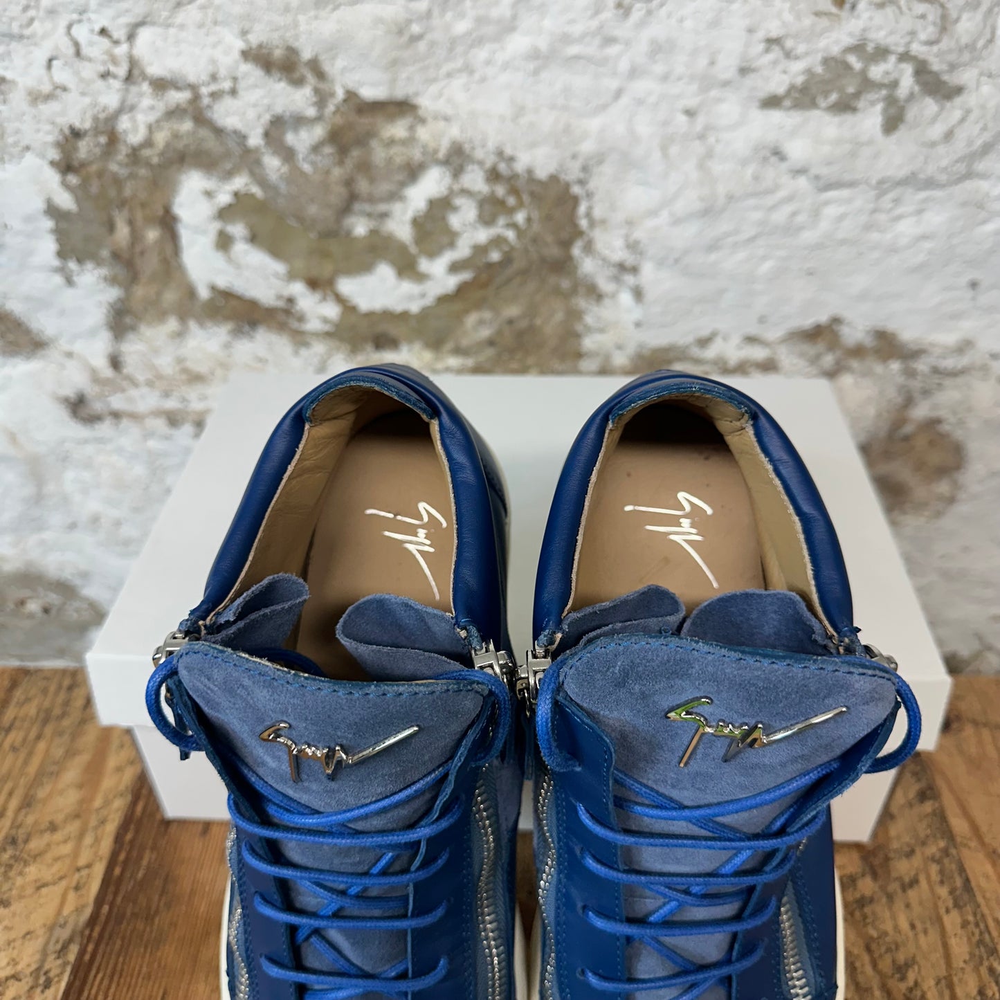 Guiseppe Zanotti Blue Suede Sneaker Sz 13 (46) No Box