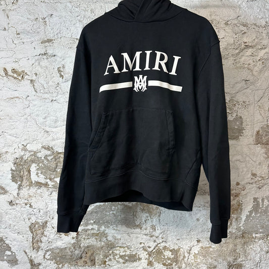 Amiri White Bar Logo Hoodie Black Sz L