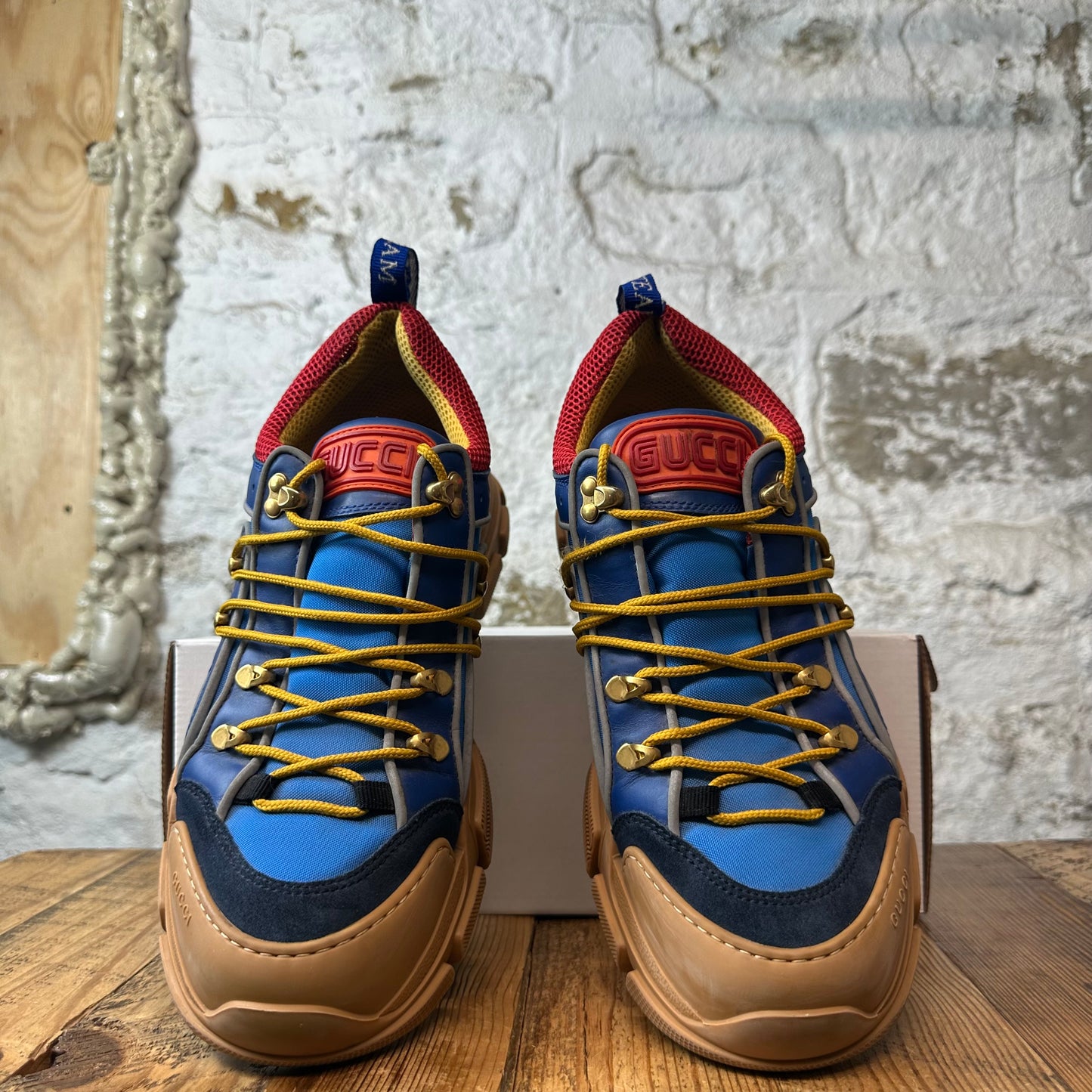 Gucci Flashtrek Red Blue Brown Boot Sz 11