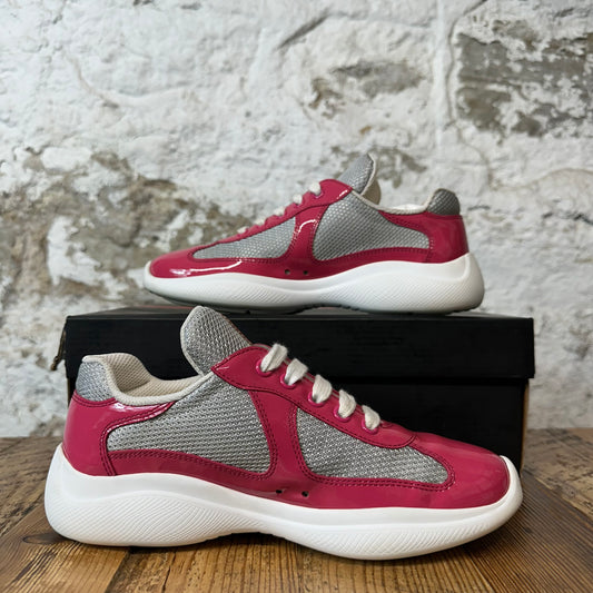 Prada Americas Cup Pink Patent Grey White Sneaker Sz 4.5 (36)