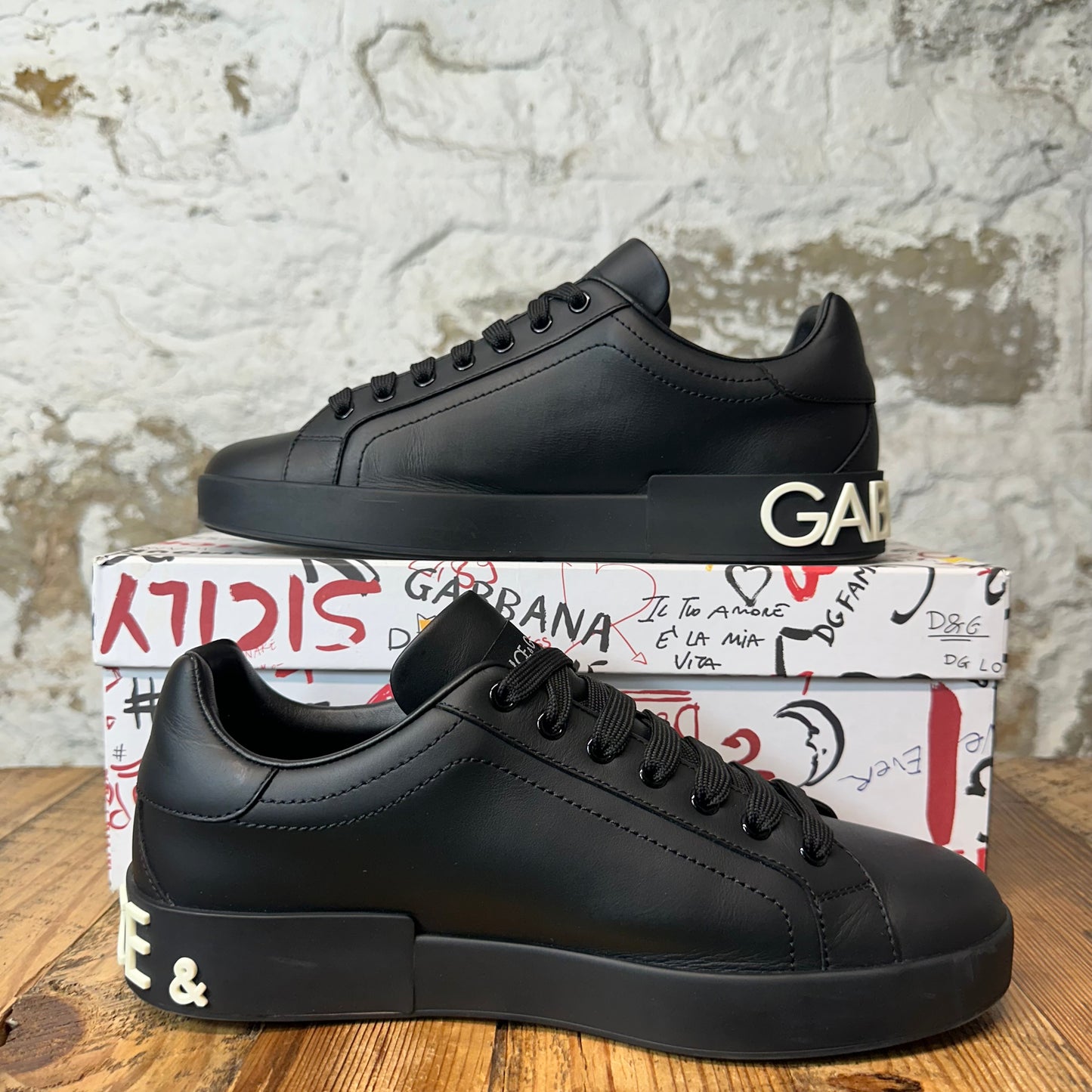 Dolce Gabbana White Black Portofino Sneaker Sz 8