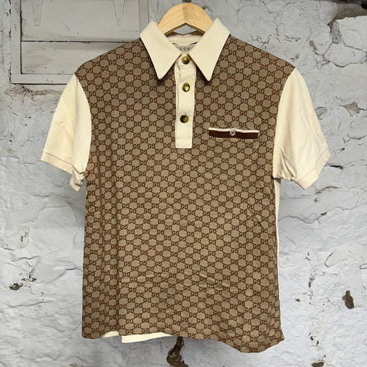 Gucci GG Monogram Brown Polo Sz S