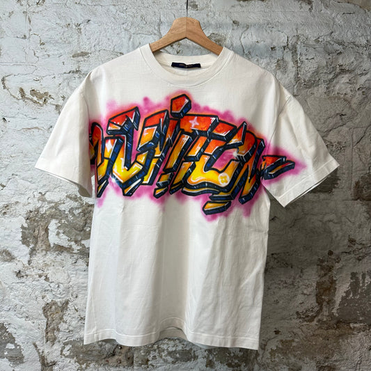 Louis Vuitton Multicolor Grafitti Logo T-shirt White Sz S