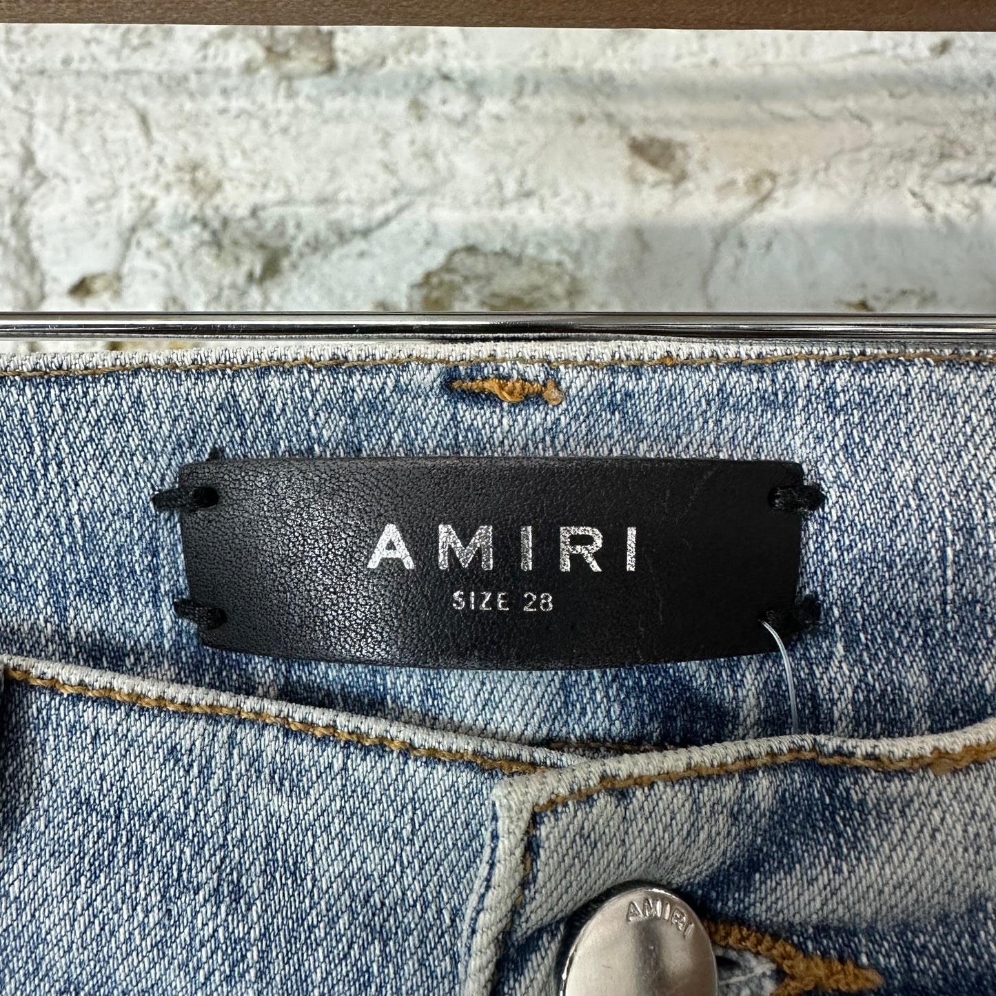 Amiri Teal Velour Stripe Washed Blue Denim Jeans Sz 28