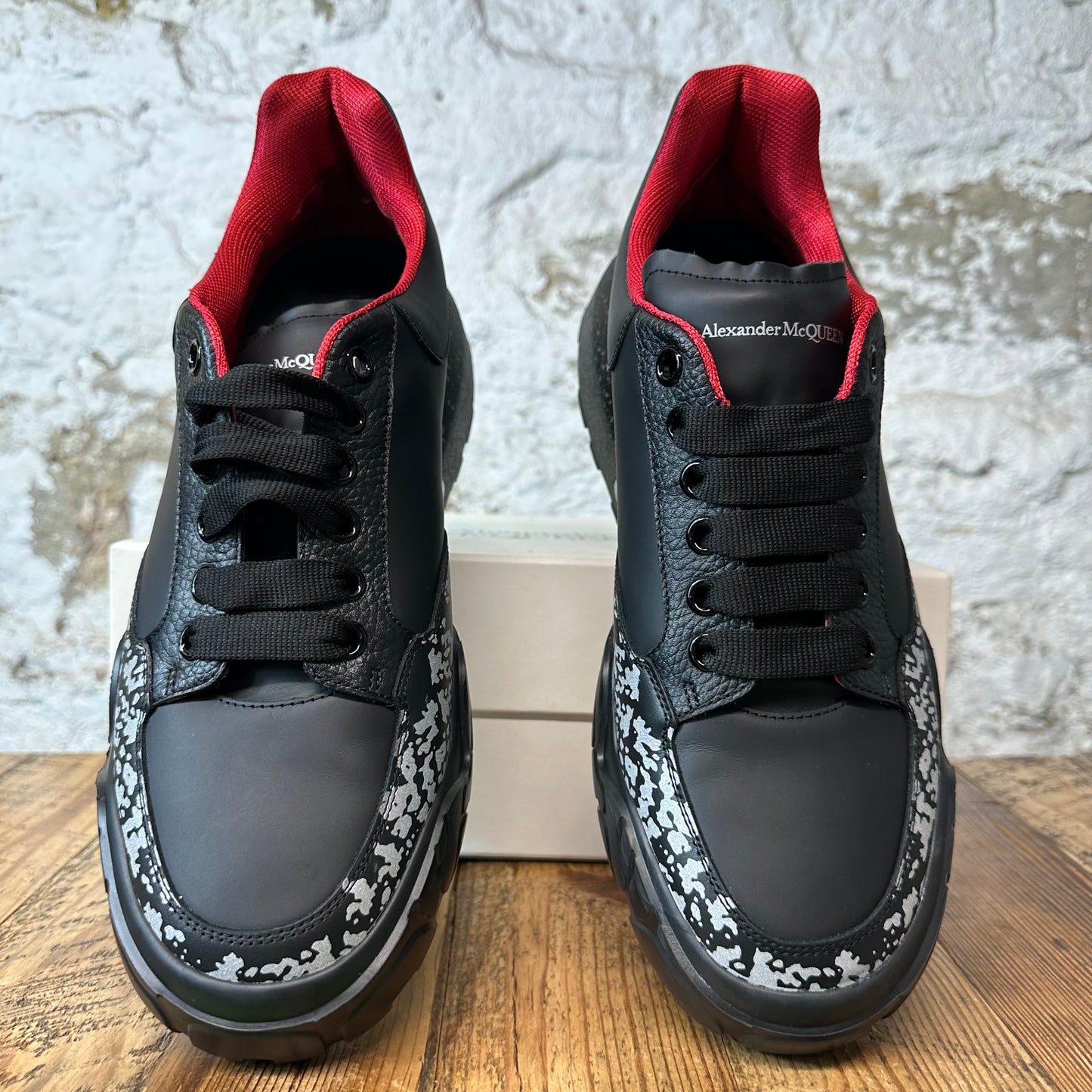Alexander McQueen Black Red Grey Court Trainer Sneaker Sz 11 (44)