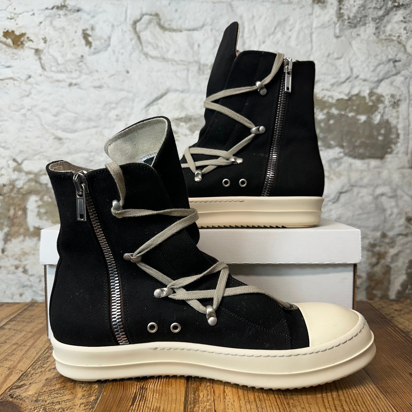 Rick Owens High Hexa Lace Black Milk Sneaker Sz 11 (44)