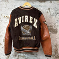 Avirex Varsity Basketball Brown Leather Wool Jacket Sz M