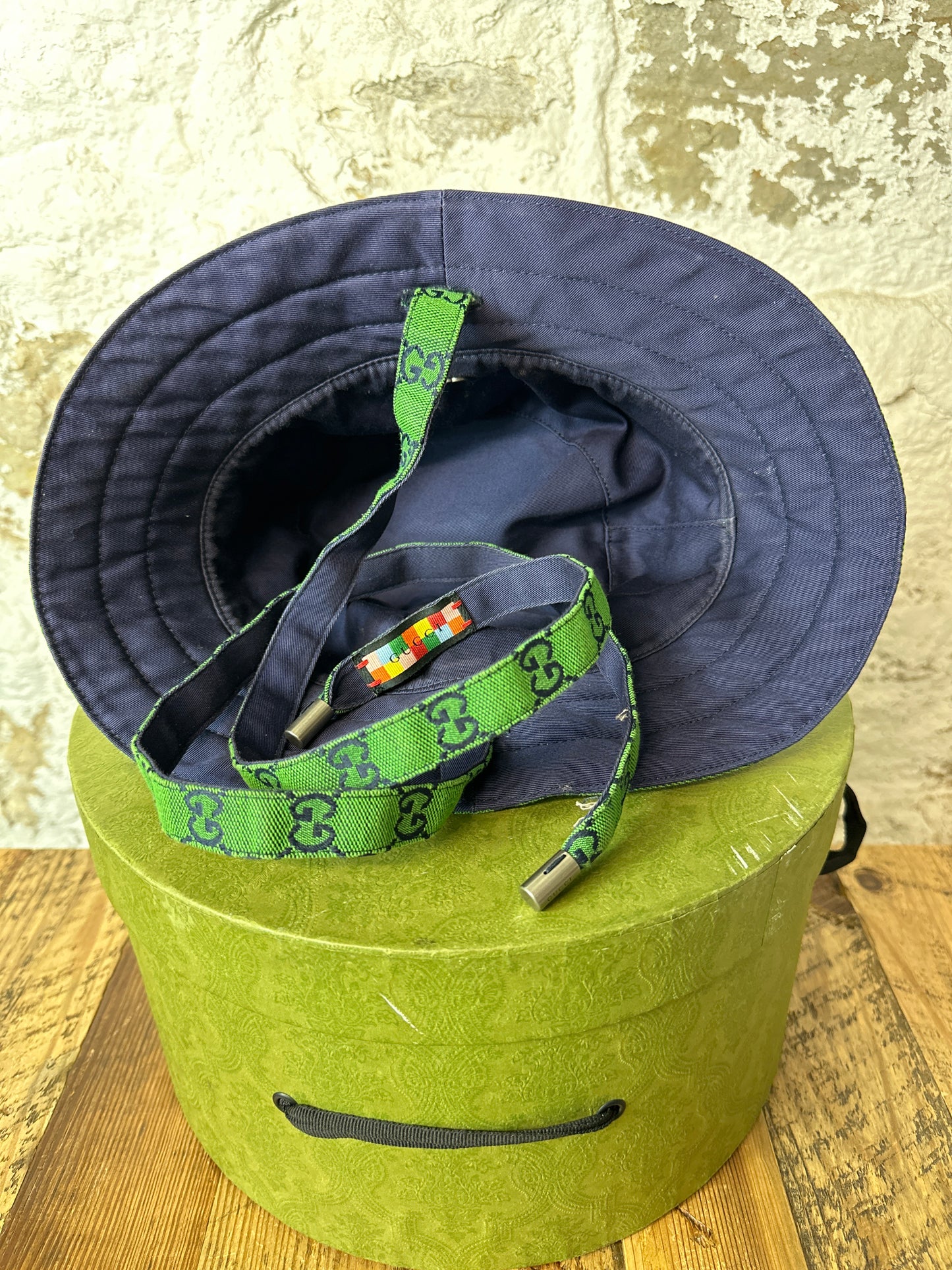 Gucci Green Monogram Bucket Hat W/ Box