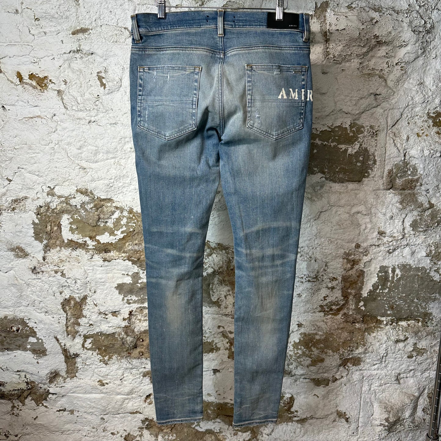 Amiri White Flower Print Blue Denim Jeans Sz 32