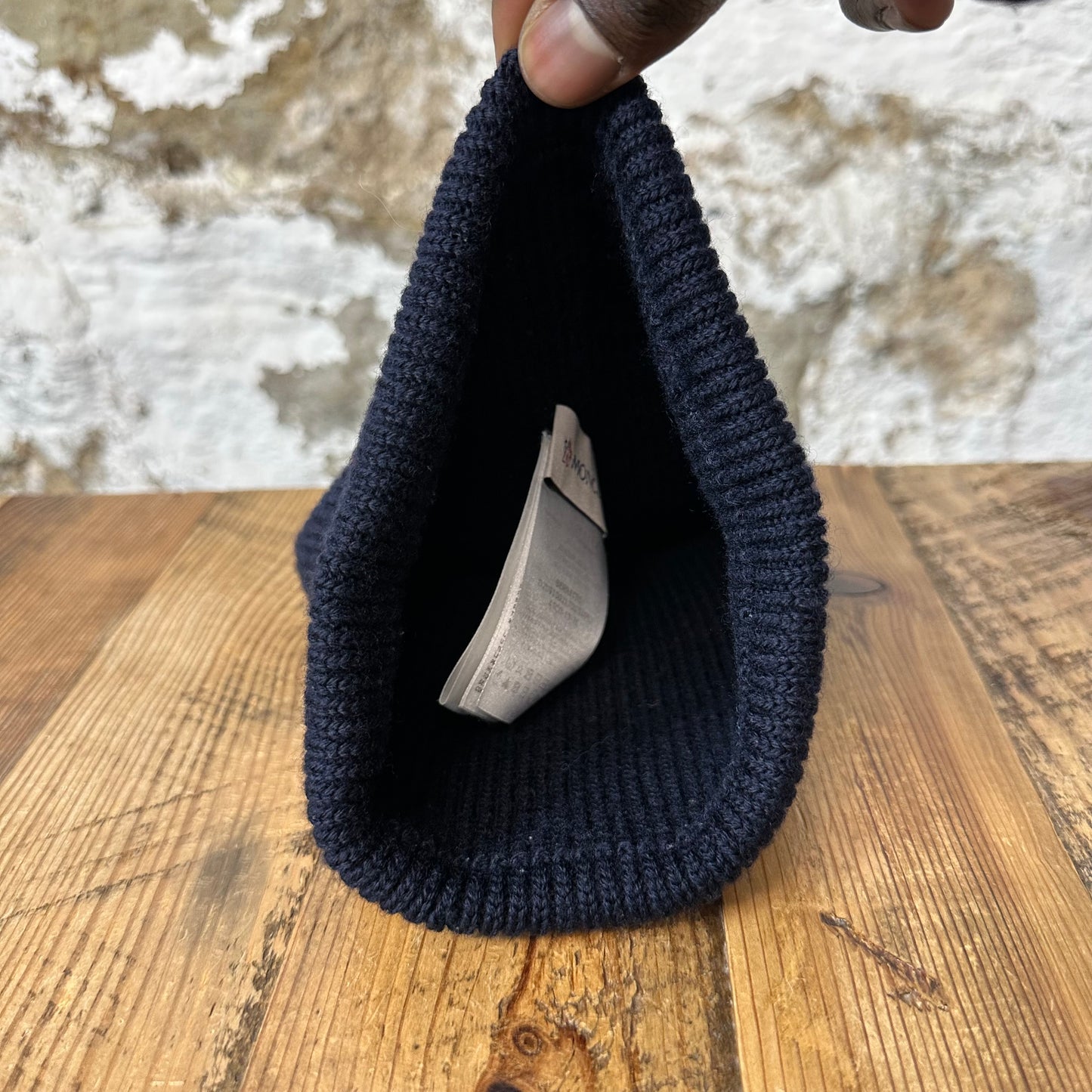 Moncler Small Logo Navy Beanie