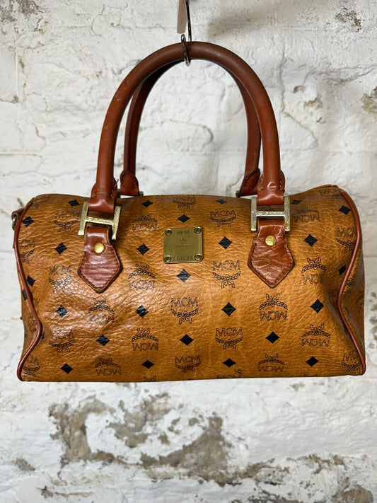MCM Cognac Boston Bag