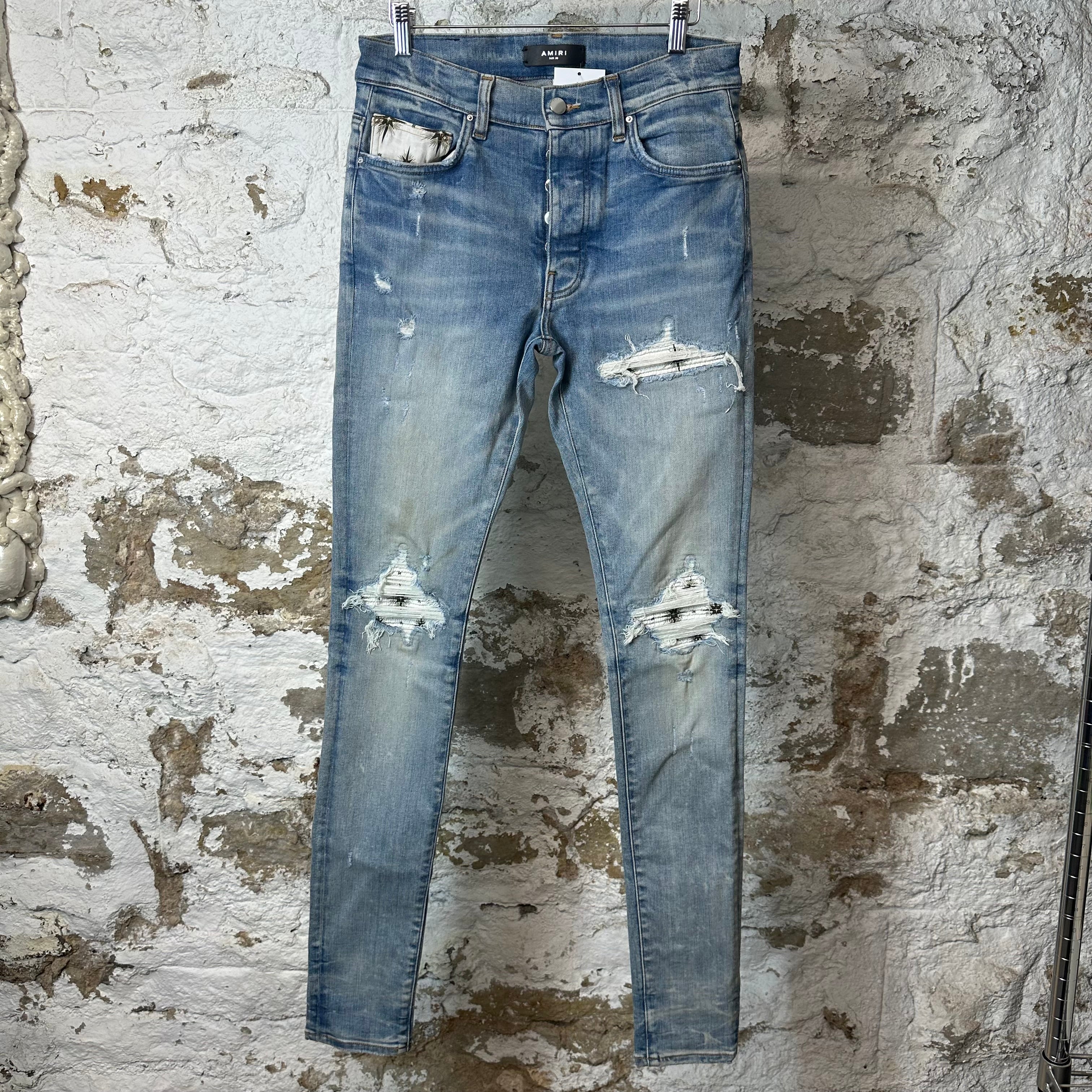 Amiri MX1 White Starburst Blue Denim Jeans Sz 30