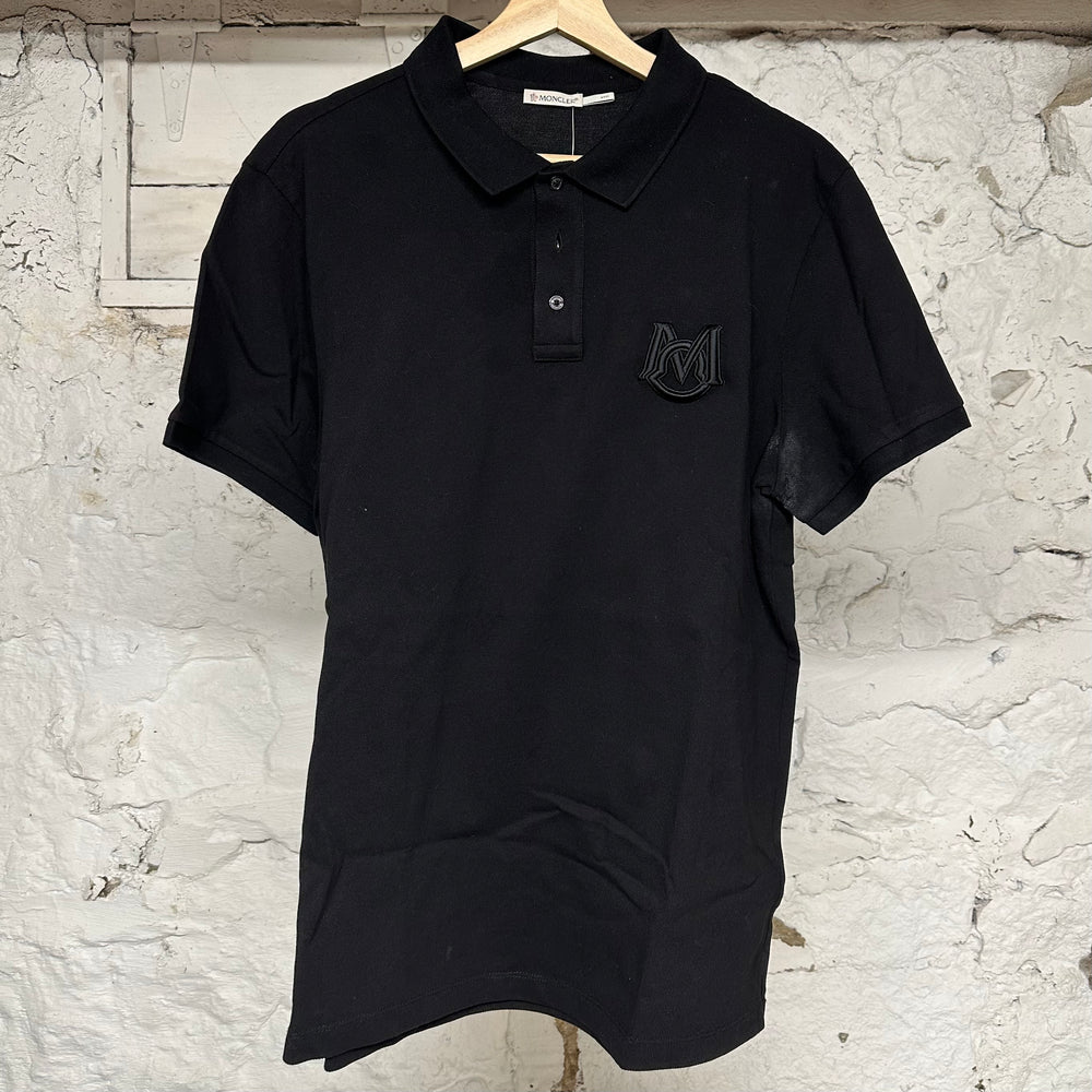 Moncler Big Logo Polo Shirt Black Sz XL