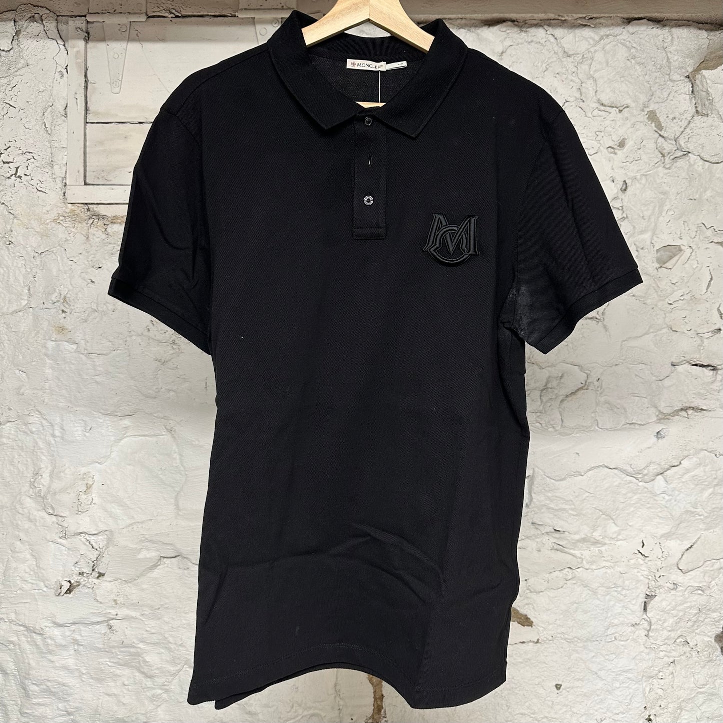 Moncler Big Logo Polo Shirt Black Sz XL