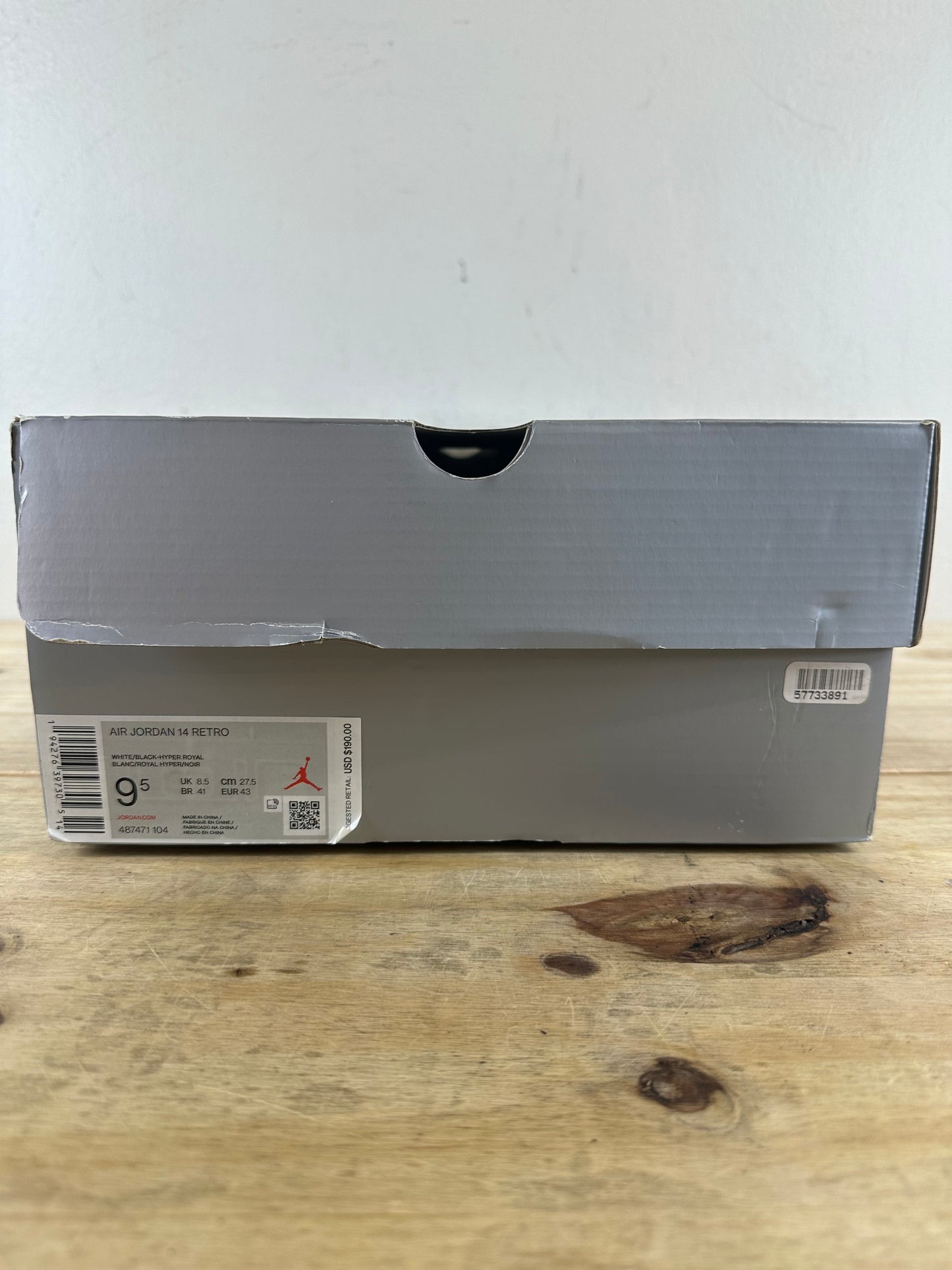 Air Jordan 14 White Hyper Royal Sz 9.5