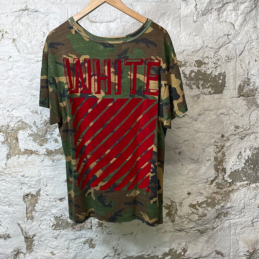 Off-White Green Camo Red Lines T-shirt Sz M