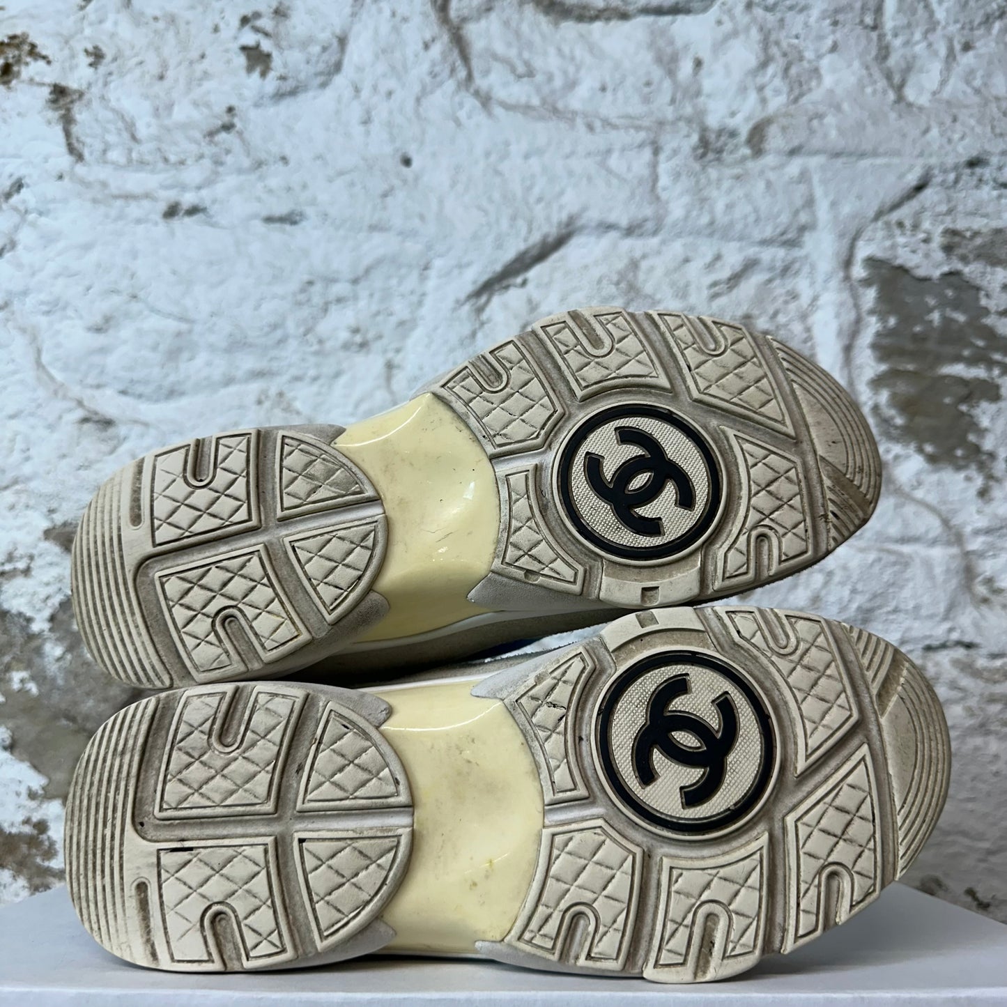 Chanel High Blue White Trainer Sneaker Sz 5.5 (37.5)