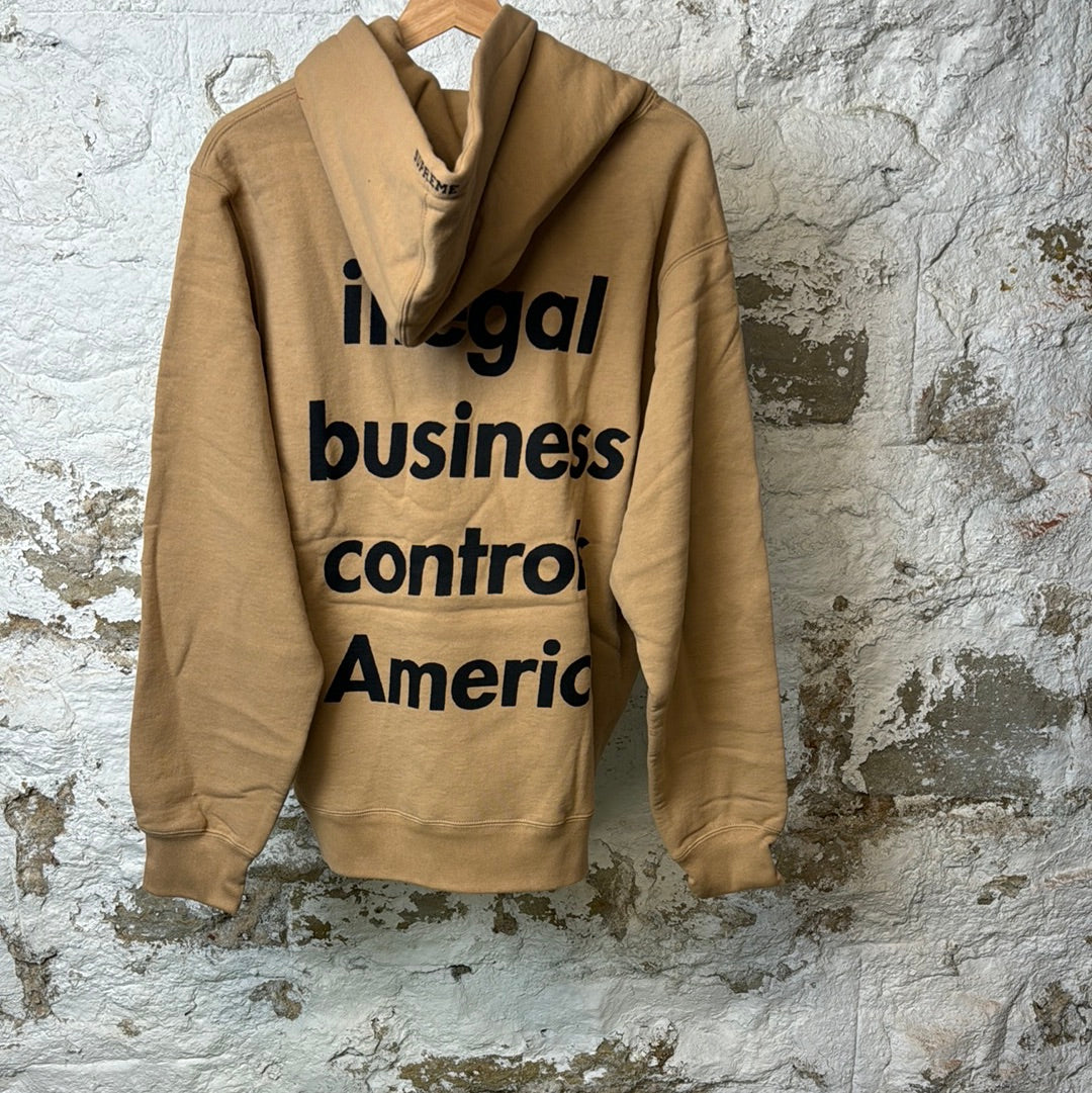 Supreme Illegal Business Hoodie Tan Sz L DS