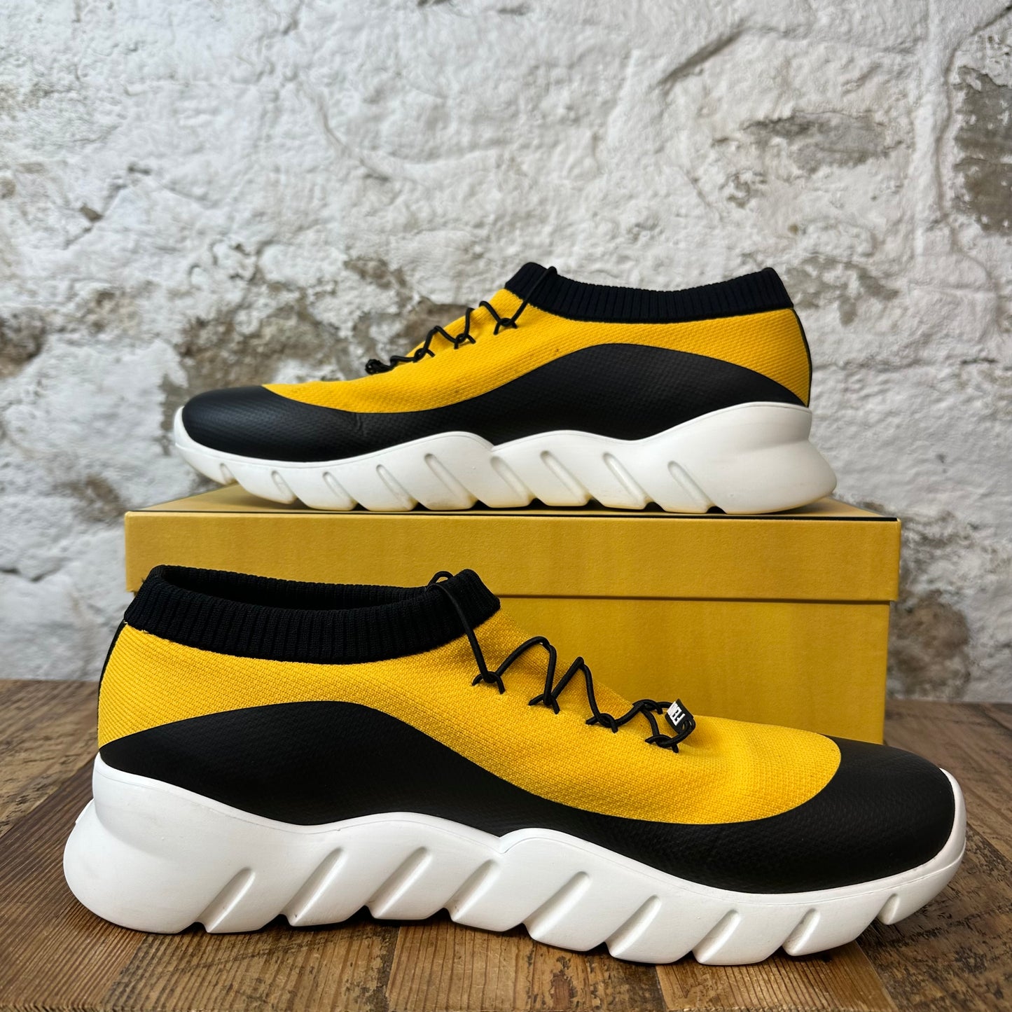 Fendi Mesh Black Yellow Sneaker Sz 12 (45)