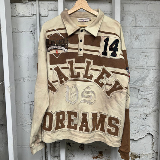 Vale Dreams Tan Brown Longsleeve Polo Sz XL