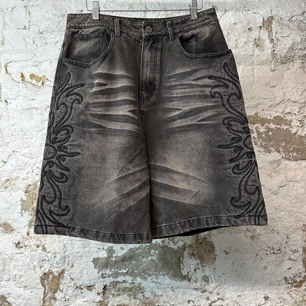 Vale Black Flare Jean Shorts