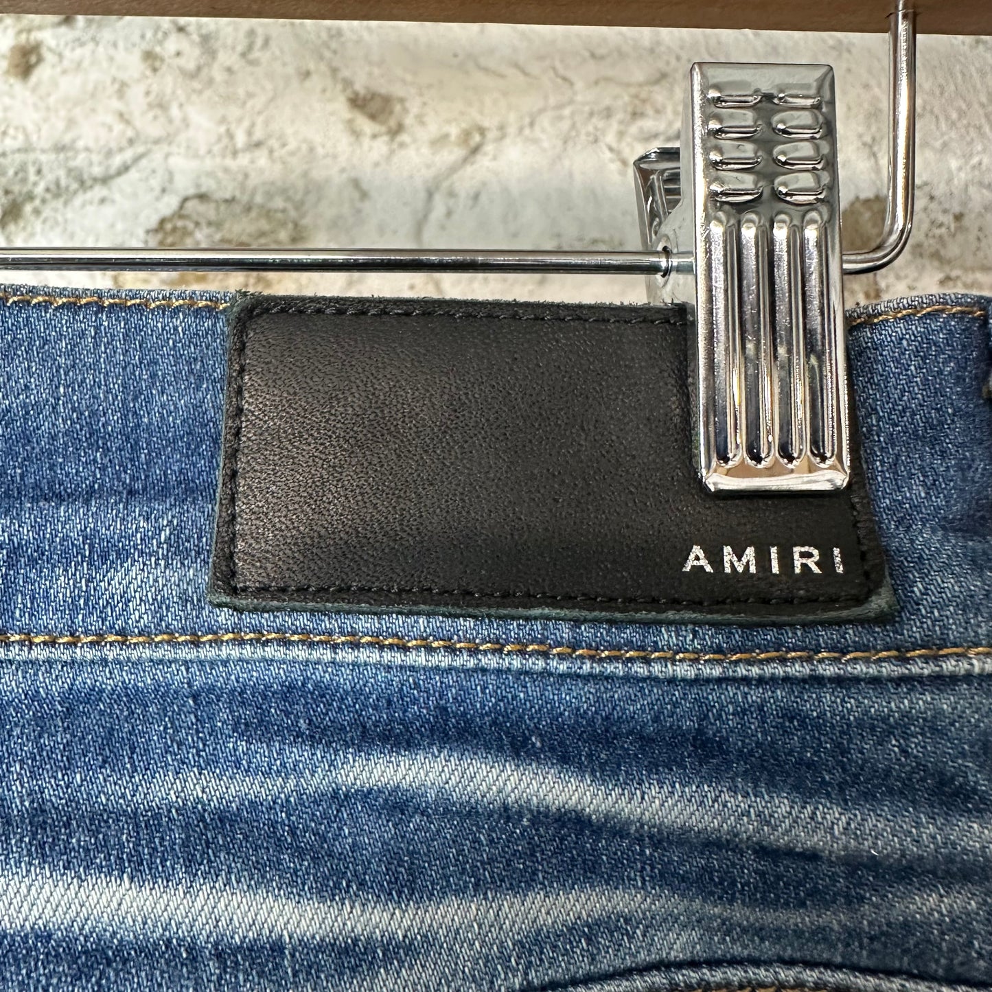 Amiri Plain Blue Honeycomb Denim Jeans Sz 28