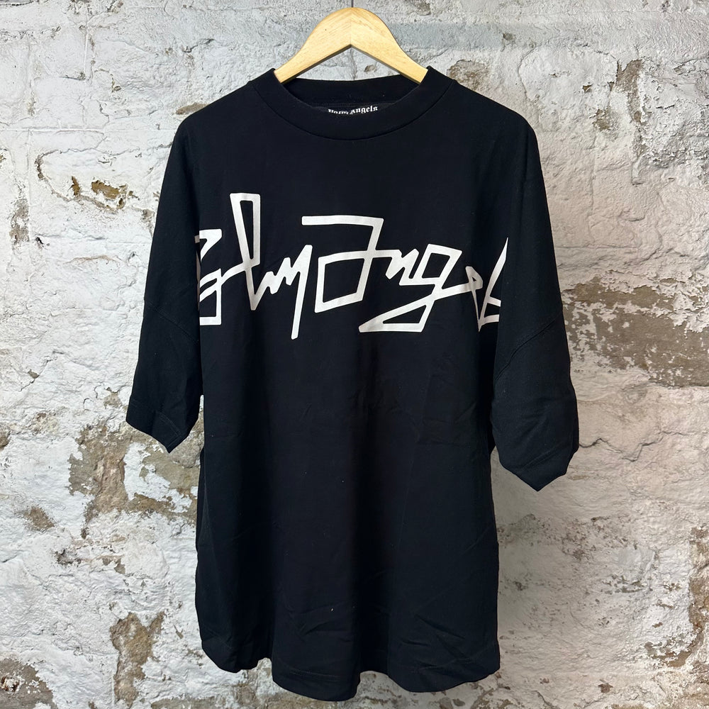 Palm Angels White Scrabble Spell T-shirt Black Sz M