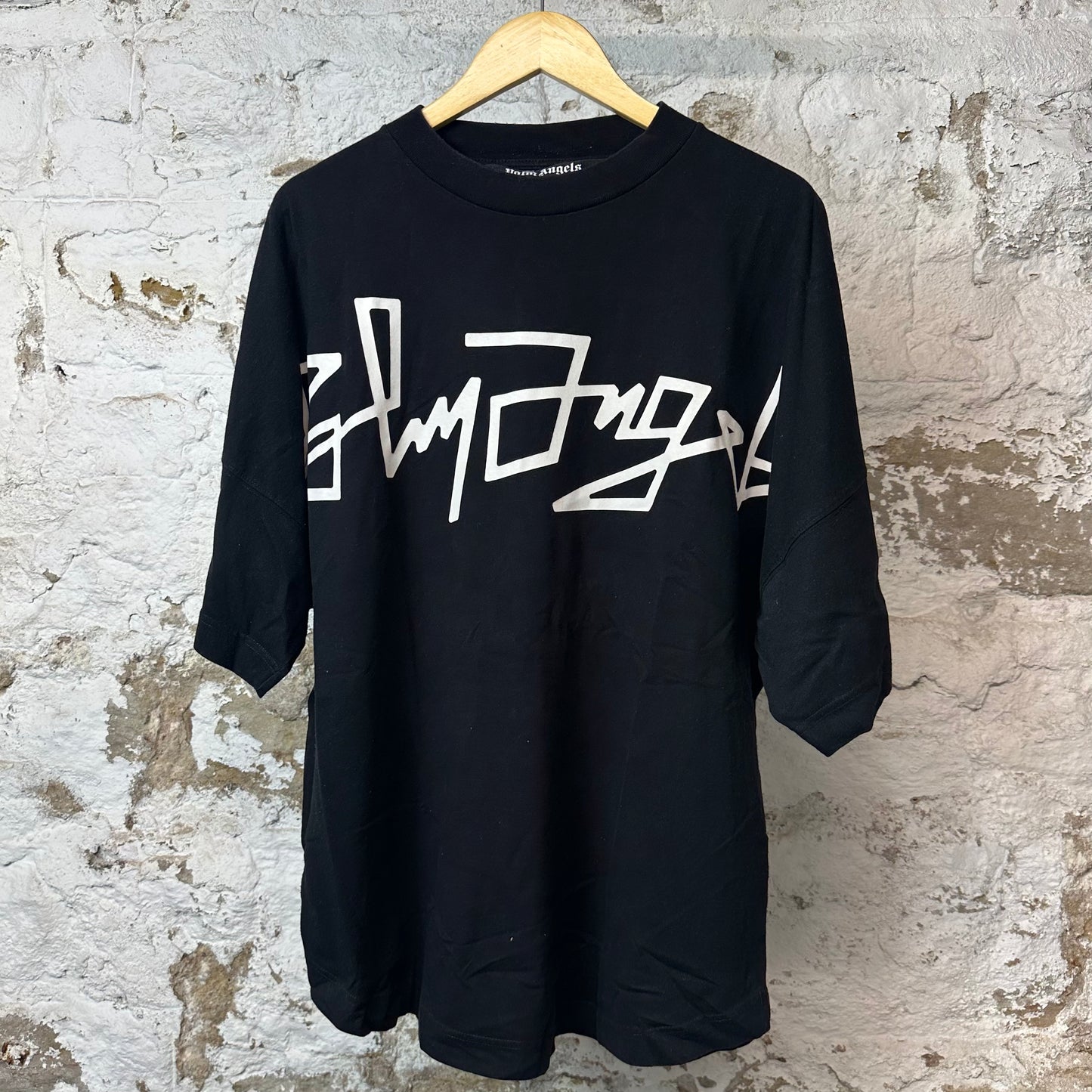 Palm Angels White Scrabble Spell T-shirt Black Sz M