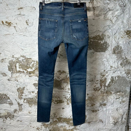 Amiri Knee Hole Dark Blue Denim Jeans Sz 30