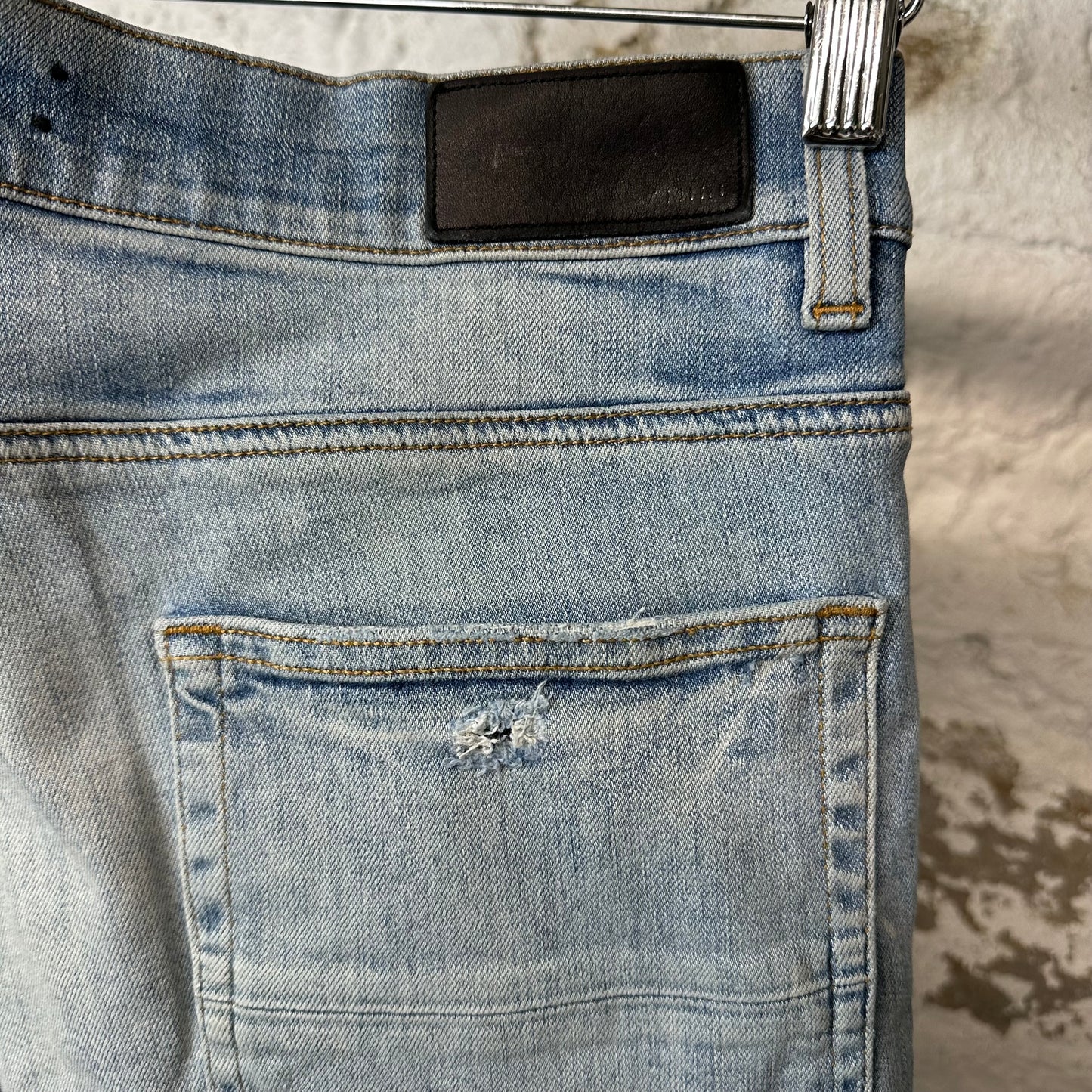 Amiri Multicolor Paisley Blue Denim Jeans Sz 34