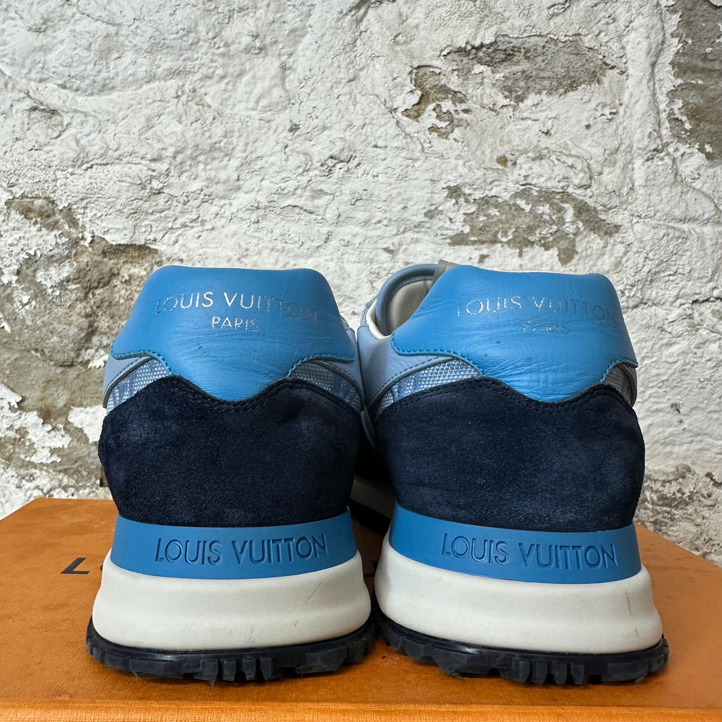 Louis Vuitton Blue Monogram Navy Runaway Sneaker Sz 6.5 (5LV)
