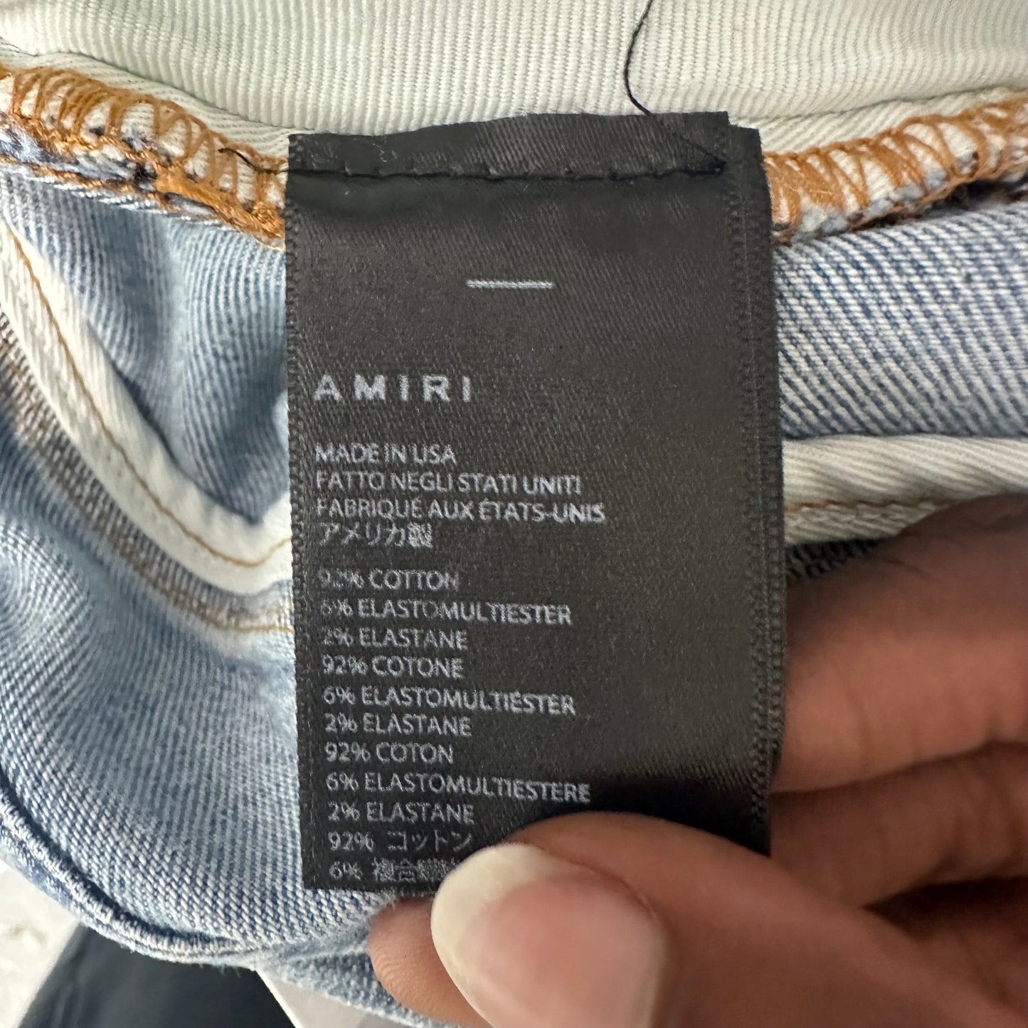 Amiri Multicolor Paisley Patches Washed Blue Denim Jeans Sz 32