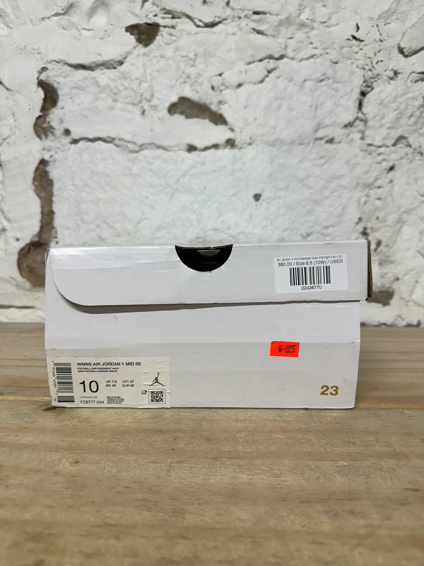 Air Jordan 1 Mid Football Grey Midnight Navy Sz 8.5 (10W)