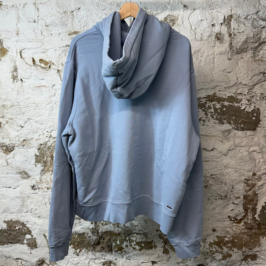 Amiri White Bar Logo Hoodie Blue Sz M